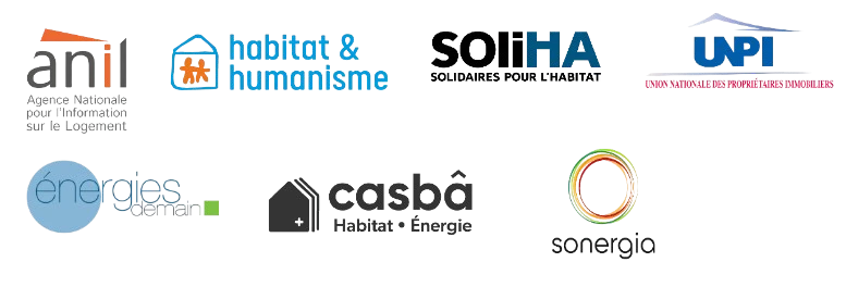 Les partenaires du programme Bail Rénov' : ANIL, Habitat et Humanisme, SOLIHA, UNPI, énergies demain, casbâ, sonergia